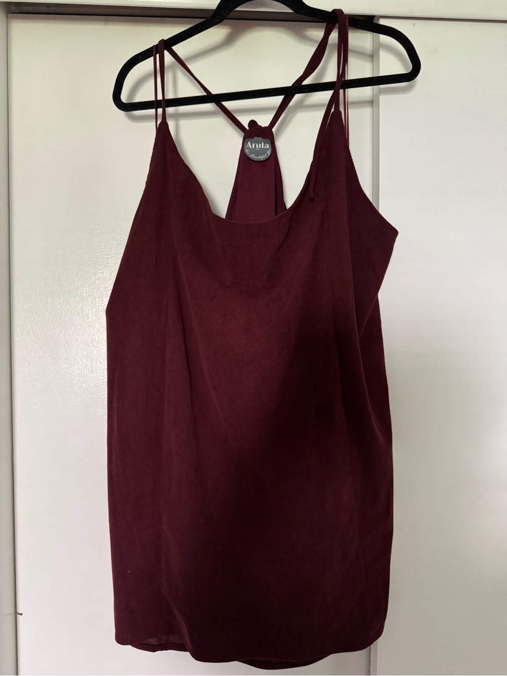 ARULA Raine Skirtall- Burgundy Racerback Cowl Neck Dress with Adjustable Straps